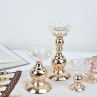 【CW】 Newest Gold Glass Candle Holders Candlestick Holder Wedding Centerpieces Candlelight Lantern