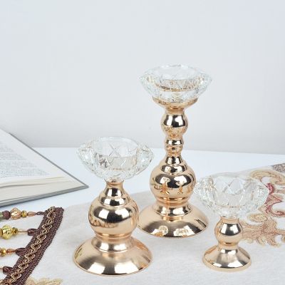 【CW】 Newest Gold Glass Candle Holders Candlestick Holder Wedding Centerpieces Candlelight Lantern