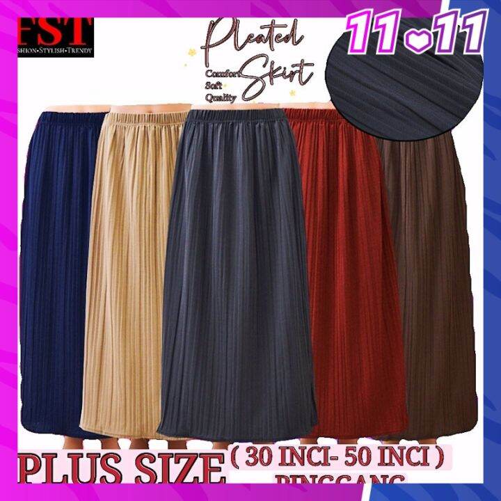 FST Plus Size Long Pleated Skirt / Skirt Kembang Berlipat [LT9009] | Lazada