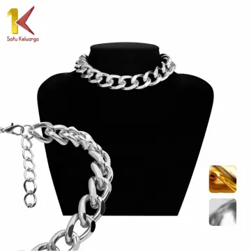 Jual (Anti Karat) Kalung Rantai Gembok Pria Wanita Unisex Choker Hip hop  aksesoris fashion korea Titanium Stainless Steel