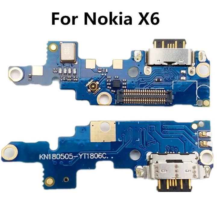 แท่นชาร์จ USB สายเชื่อมต่อสัญญาณช่องเสียบพอร์ตไมโครโฟนบอร์ดซ่อมโทรศัพท์มือถือ Flex สำหรับ Nokia X6 / 6.1 Plus / TA-1099 / TA-1103