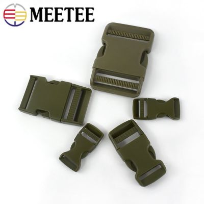 【cw】 Meetee 5Pcs 20/25/37/50mm Plastic Release Buckle Side Cilp ArmyGreen Webbing Adjustment Collar Clasp