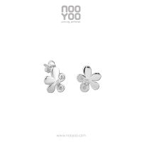 NooYoo ต่างหูสำหรับผิวแพ้ง่าย Flower with Crystal Surgical Steel