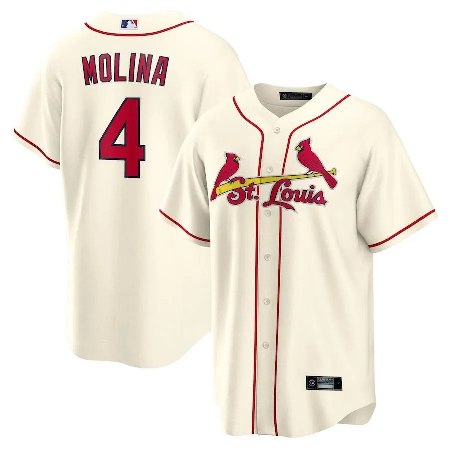 YB2 MLB St Louis Cardinals Baseball Jersey Shirts No.4 Molina Cardigan  Jersey Unisex Player Version NEW