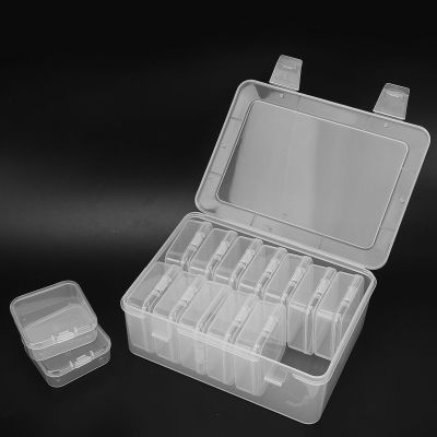 [Easybuy88] ชุดกล่องจัดระเบียบที่ชัดเจนมี14กล่องขนาดเล็กฝาครอบปิดพัฟแต่งหน้ากล่องเก็บของสำหรับลูกปัดงานฝีมือ DIY