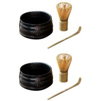 2X Tea Ceremony Matcha Ceramic Tea Bowl Bamboo Tea Scoop Matcha Whisk Teaware Set