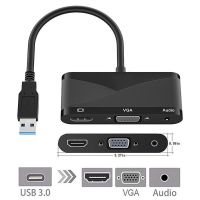 3 In 1 Hub Converter USB 3.0 To HDMI-Compatible VGA 1080P HD Adapter Simple Installation For Windows7/8/10/11 / Os Projector