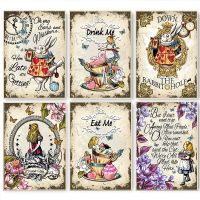 Vintage Alice In Wonderland Fairy Tale Story ปกหนังสือโปสเตอร์พิมพ์ผ้าใบพิมพ์เจ้าหญิงกระต่ายภาพสาว Room Decor