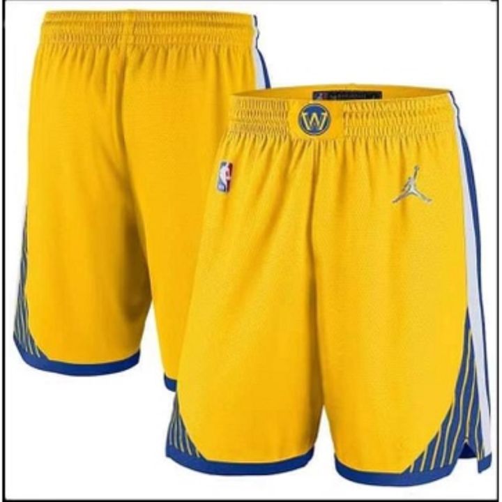 ขายเสื้อผ้าบาสเกตบอลสูง-hot-pressed-2022-nba-golden-state-warriors-retro-blue-basketball-shorts