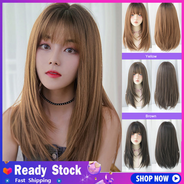 Synthetic Wigs Long Straight Hair Wig with Bang Female Full Wigs for Women  Fashion Hair Wigs | Lazada