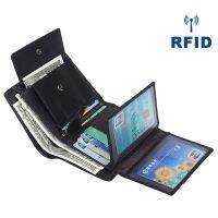 กระเป๋าเงินของผู้ชายหนังใหม่กระเป๋ากระเป๋าถือ RFID ป้องกันแม่เหล็กสำหรับแบบสั้นกระเป๋าหนังวัวแนวธุรกิจแฟชั่นสำหรับผู้ชาย