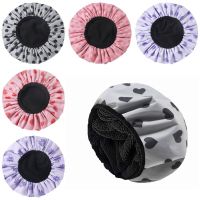 ✥ Shower Cap Terry Cloth Lined EVA Exterior Reusable Triple Layer Waterproof Large Bath Hair Cap for All Hair Hotel Travel