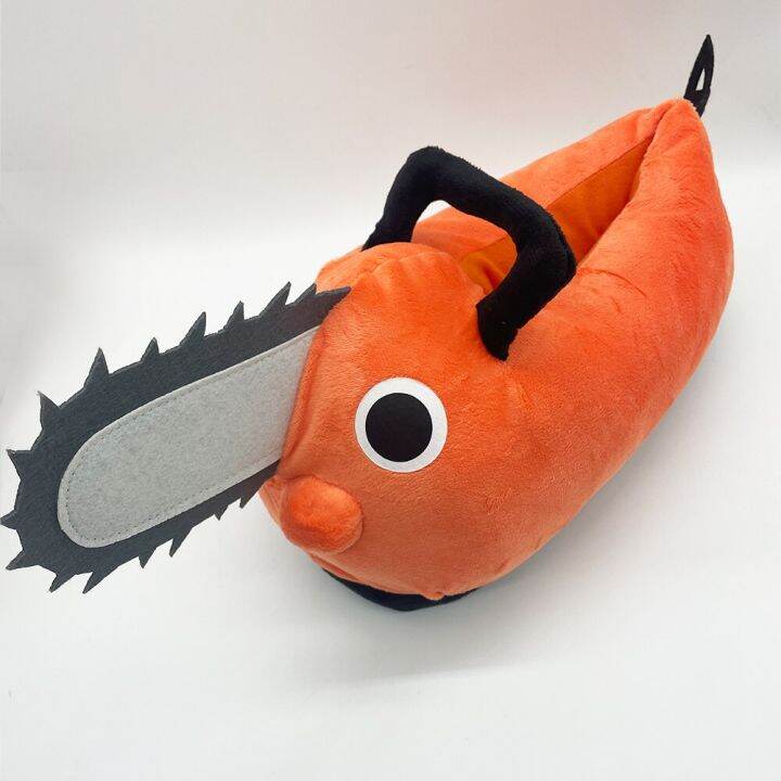 japan-anime-pochita-plushie-slipper-chainsaw-chain-saw-man-cosplay-orange-dog-slipper-plush-shoes-adult-kids-christmas-gift