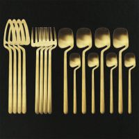 （glistening shop）4/16ชิ้น Gold Cutlery SetFork Coffedepennerware SetTableware SetKitchen Silverware Set