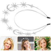 RUDMALL Star และ Moon Crown Goddess Crown Headband Double Layer Headpiece มงกุฎเจ้าสาวแต่งงาน