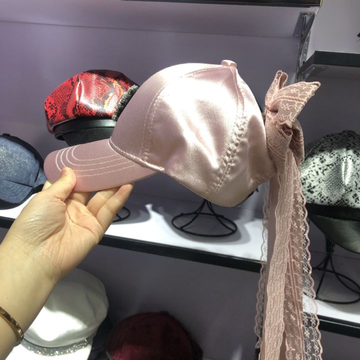 01904-jiejia2019112-satin-sheen-lace-bowknow-lady-baseball-hat-women-leisure-bomber-cap