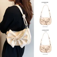 Chain pleated bow commuting armpit bag summer summer high-end niche small bag women 2023 new trend 【JYUE】