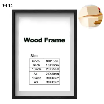 Wooden Frame Black White Wood Color Picture Photo Frame A4 A3 Wooden Frame  Nature Solid Simple Wall Mounting Hardware Included