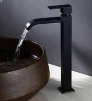 stainless steel single cold water bathroom basin waterfall faucet black color