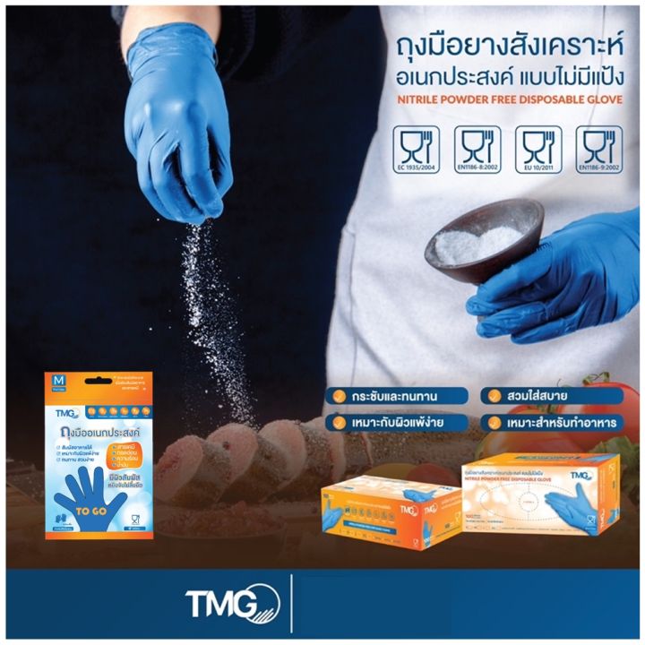 tmg-nitrile-powder-free-blue-glove-ทีเอ็มจี-ไนไตร-ถุงมือยางสังเคราะห์-แบบไม่มีแป้ง-สีฟ้า