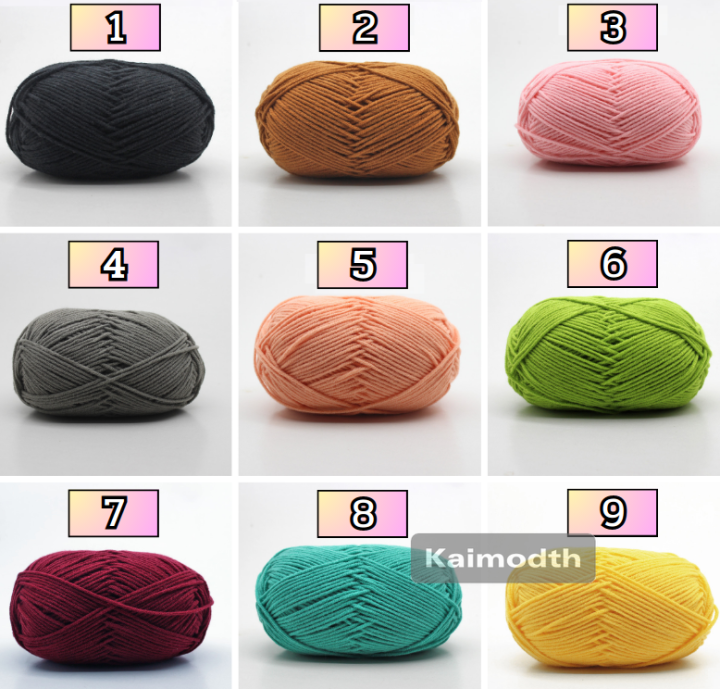 10-ชิ้น-สินค้าพร้อมส่ง-ไหมพรมคอตตอนนม-4ply-น้ำหนัก-50กรัม-ไหมพรม-cotton-km99