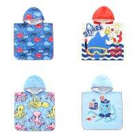 【jw】♛ↂ∋  Cartoon Kids Microfiber Cotton Hooded Beach Soft Poncho Boy And Outdoor Cape