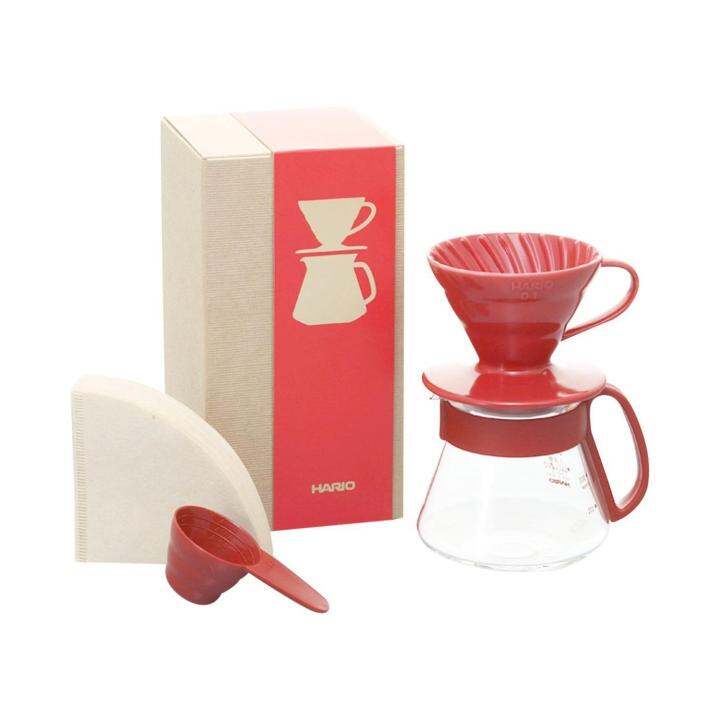 hario-ชุดดริป-hario-054-color-dripper-amp-pot-red-vds-3012r