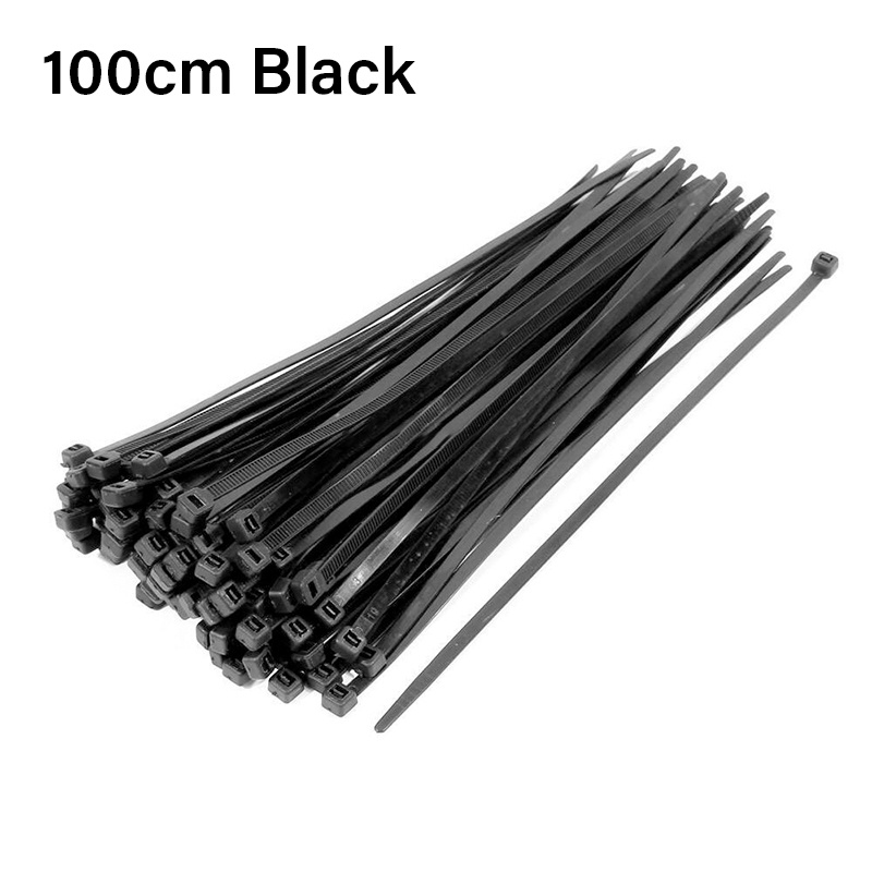 IDECO 100pcs Nylon Cable Tie Pengikat Kabel Black White 100mm 150mm 200mm 250mm
