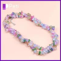 เครื่องประดับ PETI สร้อยคอหินชิปหลากสีเครื่องประดับจี้ไม่สม่ำเสมอคริสตัลธรรมชาติสร้อยโชคเกอร์ของขวัญโซ่ลูกปัดหญิงสาว