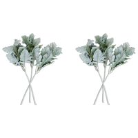 Artificial Flocked Lambs Ear Leaves Dusty Miller Stems Flocked Oak Leaves Lambs Ear Leaf for Home Wedding