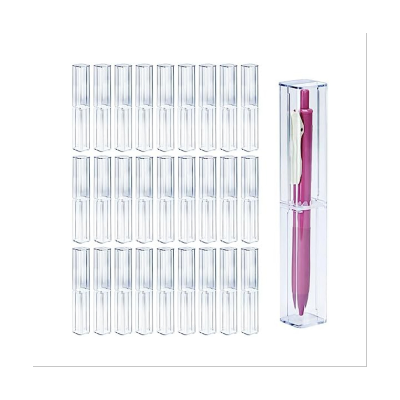 25Pcs Clear Acrylic Pencil Case Reusable Pen Gift Box Set Empty Plastic Pen Storage Container