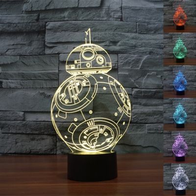 ✻✤۩ Star Wars 3D Night Light 7 Colors Gradient Robot BB-8 USB LED Table Lamp