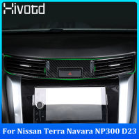 Hivotd สำหรับ Nissan TERRA 2018-2021 /Navara PRO 4X NP300 D23 2015-2023โครงโล่งตกแต่งกลางรถสแตนเลสพลาสติก ABS ชุบโครเมี่ยมคาร์บอนไฟเบอร์สีเงินอุปกรณ์ตกแต่งภายในรถ