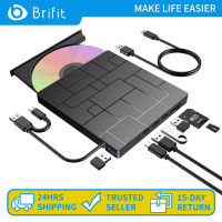 Brifit ไดรฟ์ดีวีดี 6-in-1 ออปติคัลไดรฟ์ภายนอก USB 3.0 และอินเทอร์เฟซ Type-C CD/DVD-ROM คอมโบ DVD RW ROM สำหรับ Macbook, iMac, โน้ตบุ๊ก, เดสก์ท็อปและแล็ปท็อป Windows รองรับ