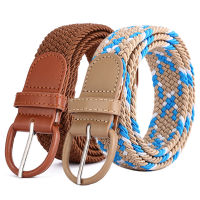 Fashion Men Women Knitted Pin Buckle Belt Casual Woven Canvas Elastic Expandable ided Stretch Belts Plain Webbing Strap