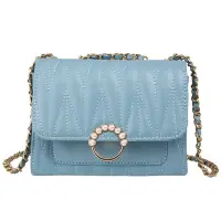 Pleated Chain Small Bag for Women Trendy Western Style Shoulder Messenger Bag Small Square Bag