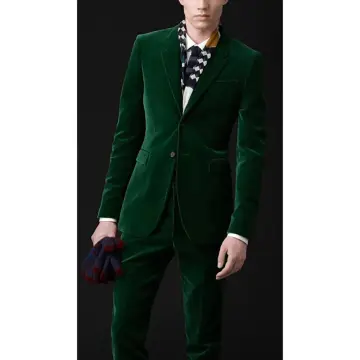 Dark green velvet online suit jacket