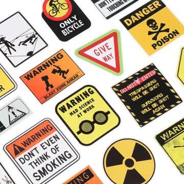 50 pcs warning sticker danger banning