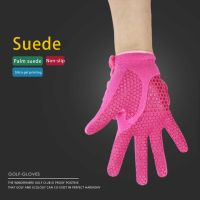 ▨ Female Golf Gloves Plush Nonslip Home Gym Golf Workout Fitness Warm Mittens Practice Comfortable Mitts Ladies Pink