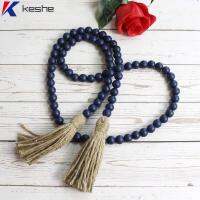 KESHE 1 Pcs สีน้ำเงินเนวี่บลู ตกแต่งสีน้ำเงินเนวี่บลู ไม้สำหรับไม้ เชือกปอป่าน การตกแต่งผนัง macrame ของใหม่ กับพู่ ตกแต่งโต๊ะในครัว ห้องนั่งเล่นในห้องนั่งเล่น