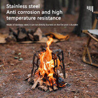 Campfire Rack Burner ชั้นวางหม้อ Bonfire cket พับสแตนเลสแข็งแรงรับน้ำหนักสำหรับแบกเป้แคมป์ปิ้ง Hiking