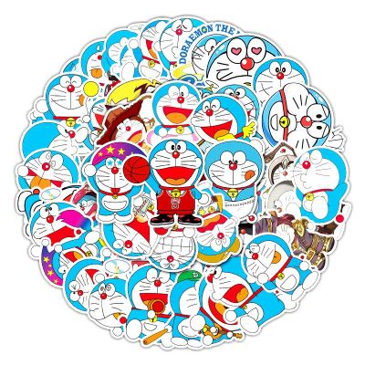 Bandai Cartoon Anime Kawaii Doraemon Stickers for Laptop Suitcase Stationery Waterproof Decals Album Graffiti Kids Toys Gifts Stickers Labels