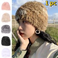 PS Store 1 Pc Winter Women Fashion Hats Rabbit Fur Hat Warm Natural Fluffy Fur Female Hat Outdoor Snow Cap