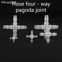 Hose Four - Way Pagoda Joint Hose Cross Straight Connector Four(4) Way Aquarium Splitter Fish Tank Joint Air Pump Adapter 5 Pcs