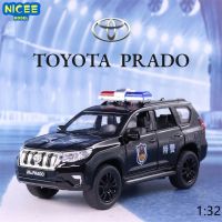 1:32 Toyota Prado Police car Model Toy Alloy Diecast Car Simulation Music Light Pull Back Toys Vehicle For Gifts A178