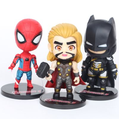 6pcsset DC Justice League & Marvel Super Hero Characters 10cm Model Doll Toys