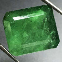 มรกตบราซิล 7.41cts, 12.7x11x6.4mm ทรงแปดเหลี่ยม หินธรรมชาติ 100% ไม่เผา Certified  Brazil Emerald 7.41cts, 12.7x11x6.4mm Octagon shape 100% Natural Gemstone