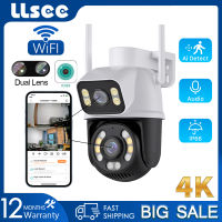 LLSEE กล้องวงจรปิด wifi, 4K 8MP PTZ กล้องวงจรปิดกล้อง 360 wifi กล้องกลางแจ้งติดตามมือถืออัตโนมัติที่มีสีสันคืนวิสัยทัศน์กันน้ำ APP icsee