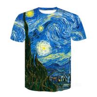 2023 NEWWorld Masterpiece รูปแบบการพิมพ์เสื้อยืดแขนสั้นเสื้อ Casual Van Gogh เสื้อผ้าเด็กภาพวาด T เสื้อสำหรับเด็ก Baby