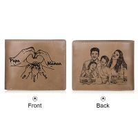 Customized Card Holder Name Photo Leather Minimalist Wallet Gifts For Men Personalized Money Purse Card Case with Box
